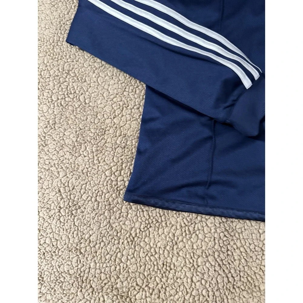 Adidas Mens Navy Blue Three Stripe Full Zip Mesh Track Jacket Mock Neck XL